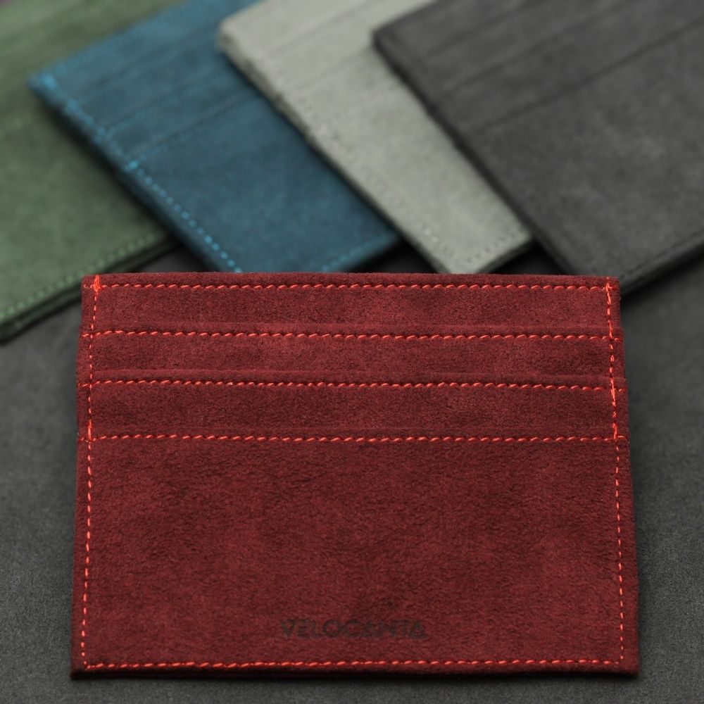 Alcantara Card Wallet - Rosso Red