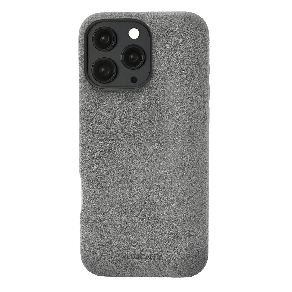 Alcantara iPhone case in Ash Grey on a white background