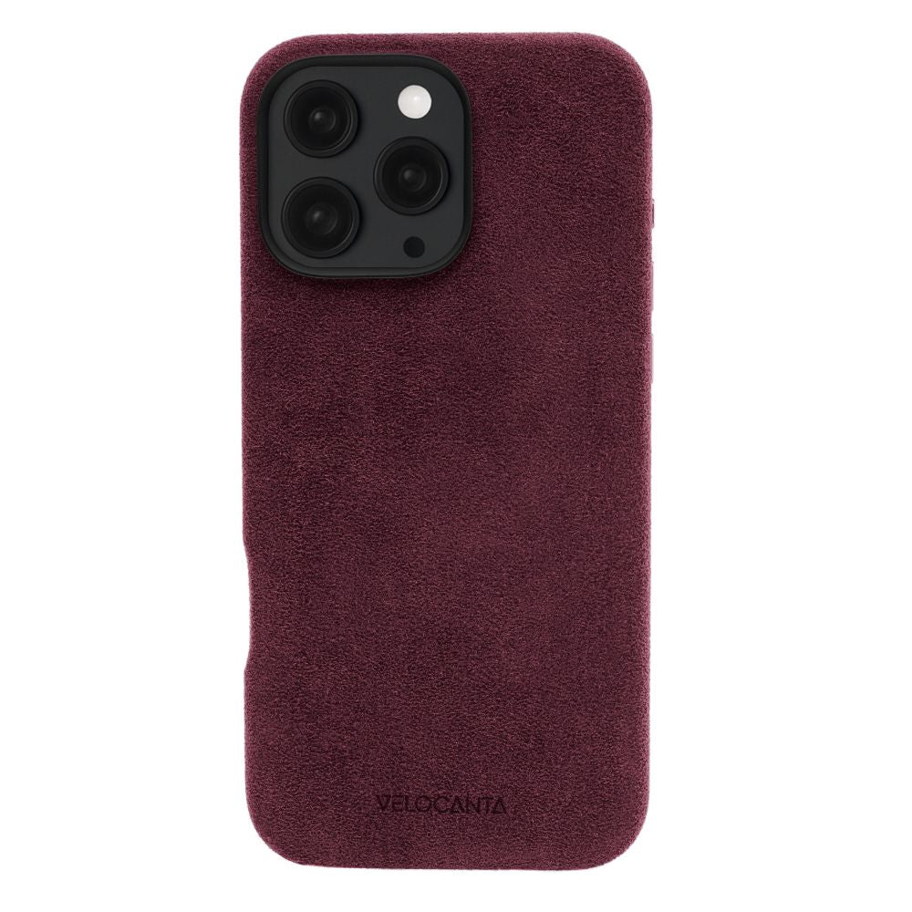 Alcantara iPhone case in Rosso Red  on a white background