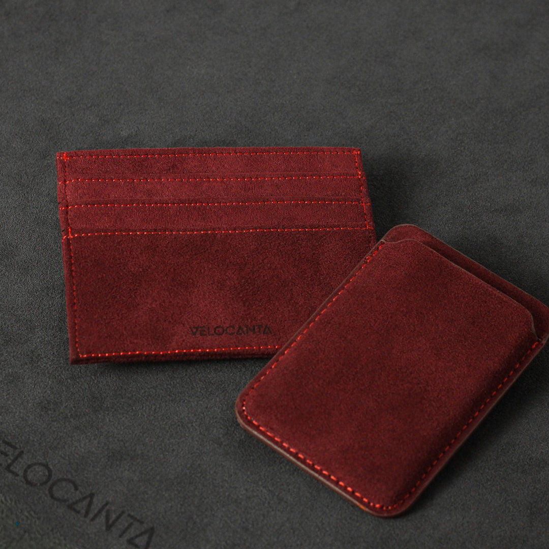 Alcantara Card Wallet - Rosso Red